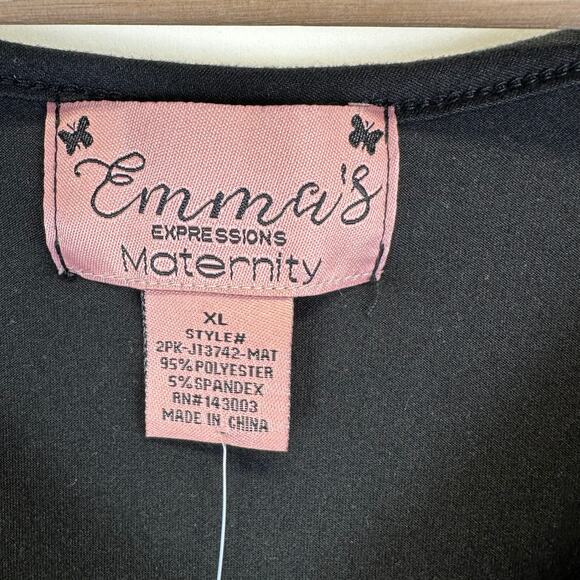 NWT Emmas Expressions Black and White V Neck Short Sleeve Maternity Tops XL - Picture 5 of 9